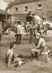 フランス人農家にトウモロコシの脱穀を強制するドイツ人 作： Frank Dadd